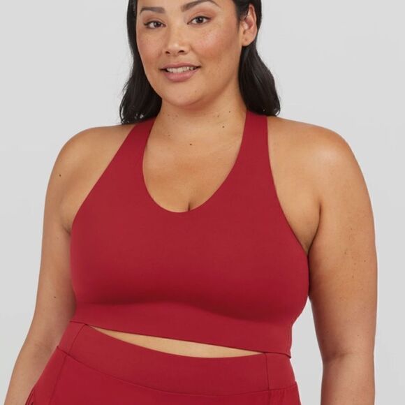 Spanx Red Longline Medium Impact Sports Bra| Size M - Picture 1 of 6